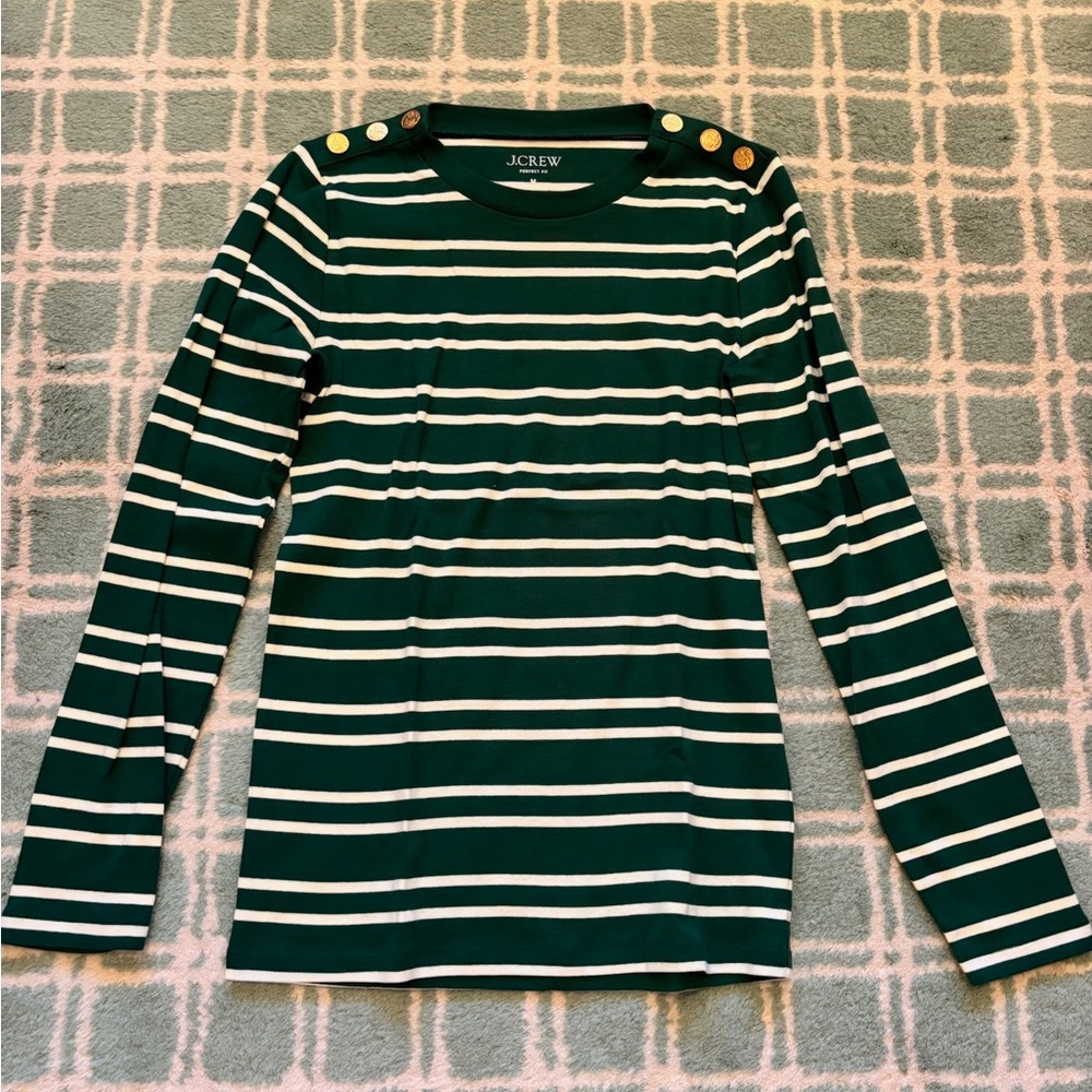 J crew long sleeve tee with button detail M